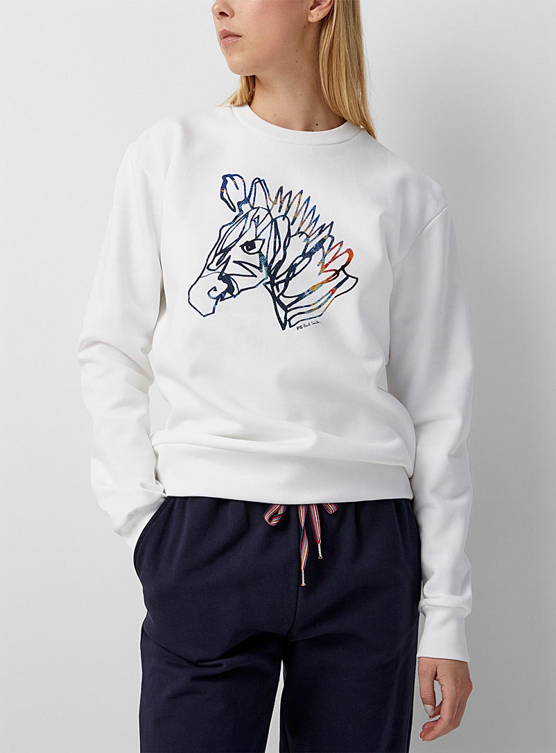 PS Paul Smith White Artistic zebra sweatshirt for women
