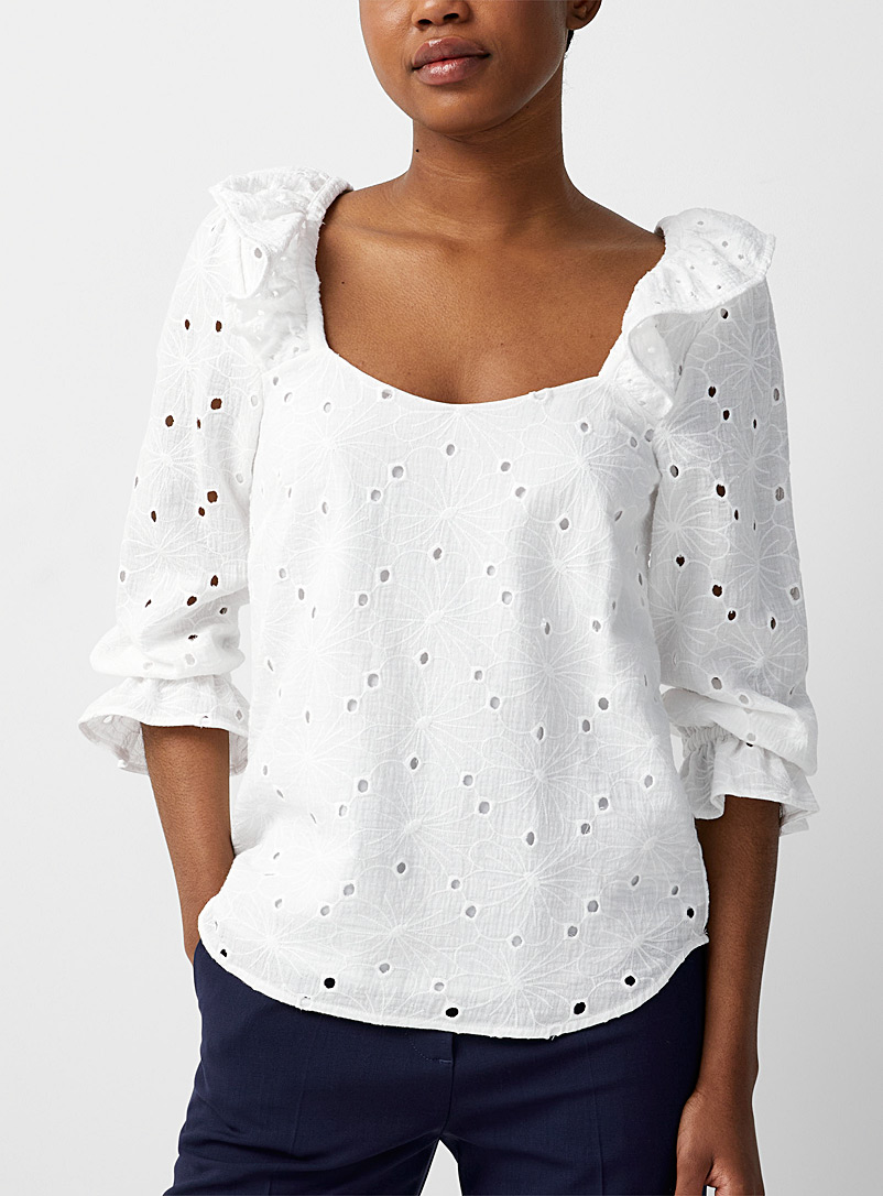 White Lace High Neck Blouse XS/S – OMNIA