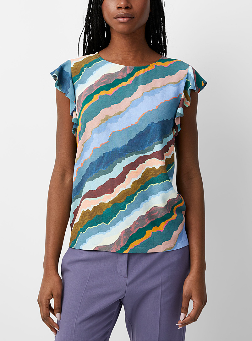 PS Paul Smith: La blouse multicolore à frisons Assorti pour femme