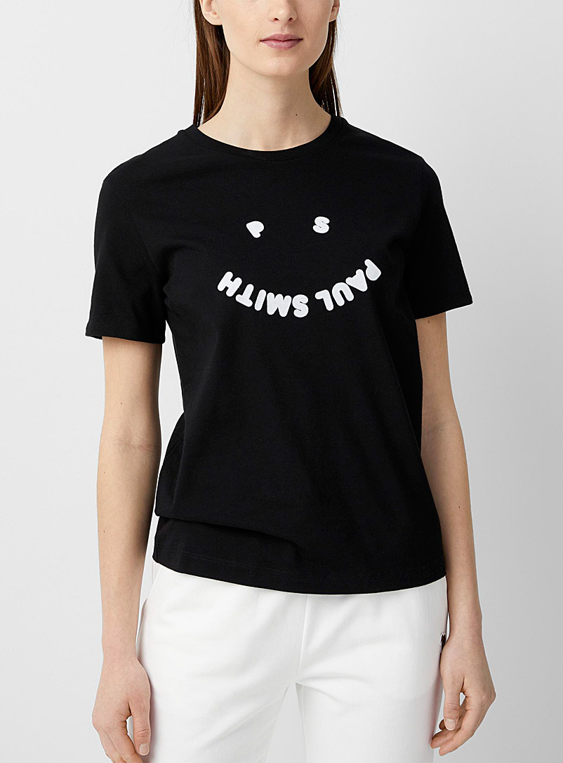 PS Paul Smith: Le t-shirt PS Happy Noir pour femme