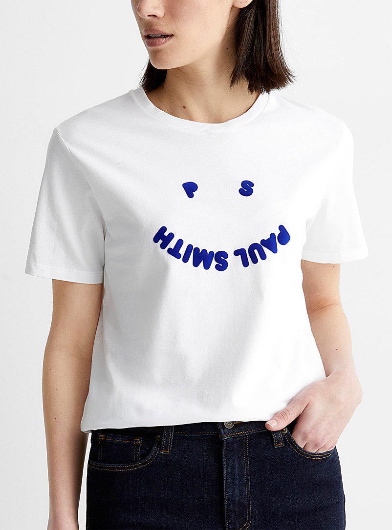 PS Paul Smith: Le t-shirt PS Happy Blanc pour femme