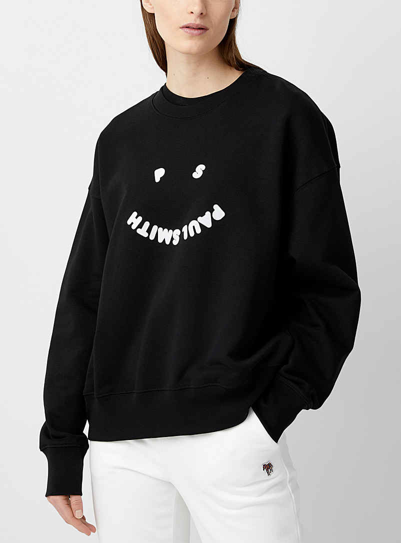 PS Paul Smith Black Happy logo velvet sweatshirt for women