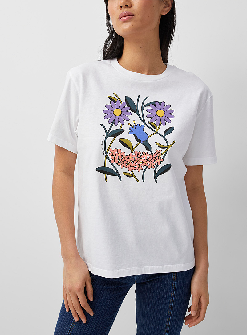 PS Paul Smith White Flower Face T-shirt for women