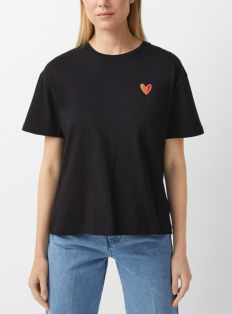 PS Paul Smith: Le t-shirt Swirl Heart Noir pour femme
