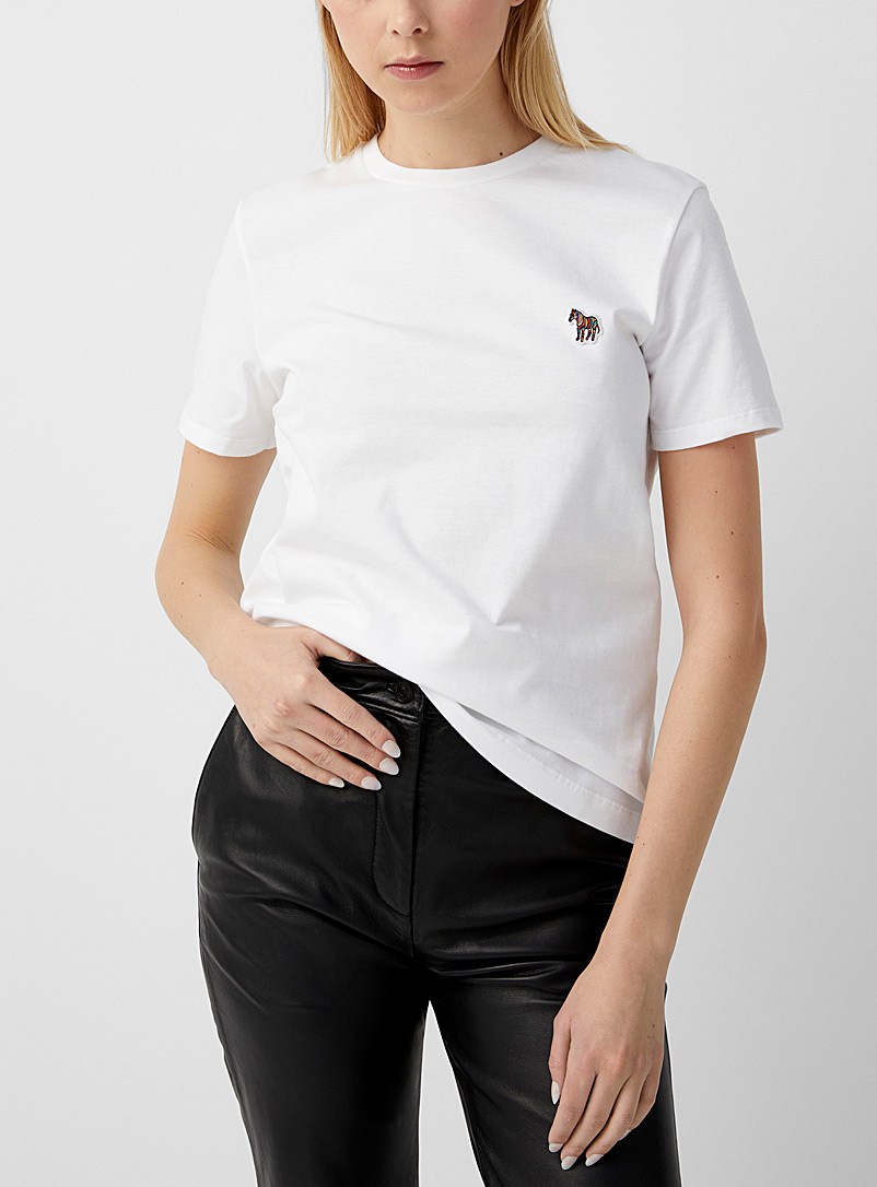 PS Paul Smith: Le t-shirt écusson zèbre Blanc pour femme