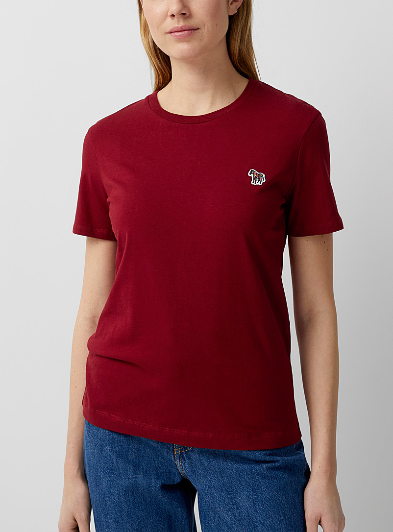 PS Paul Smith: Le t-shirt écusson zèbre Rouge à motifs pour femme