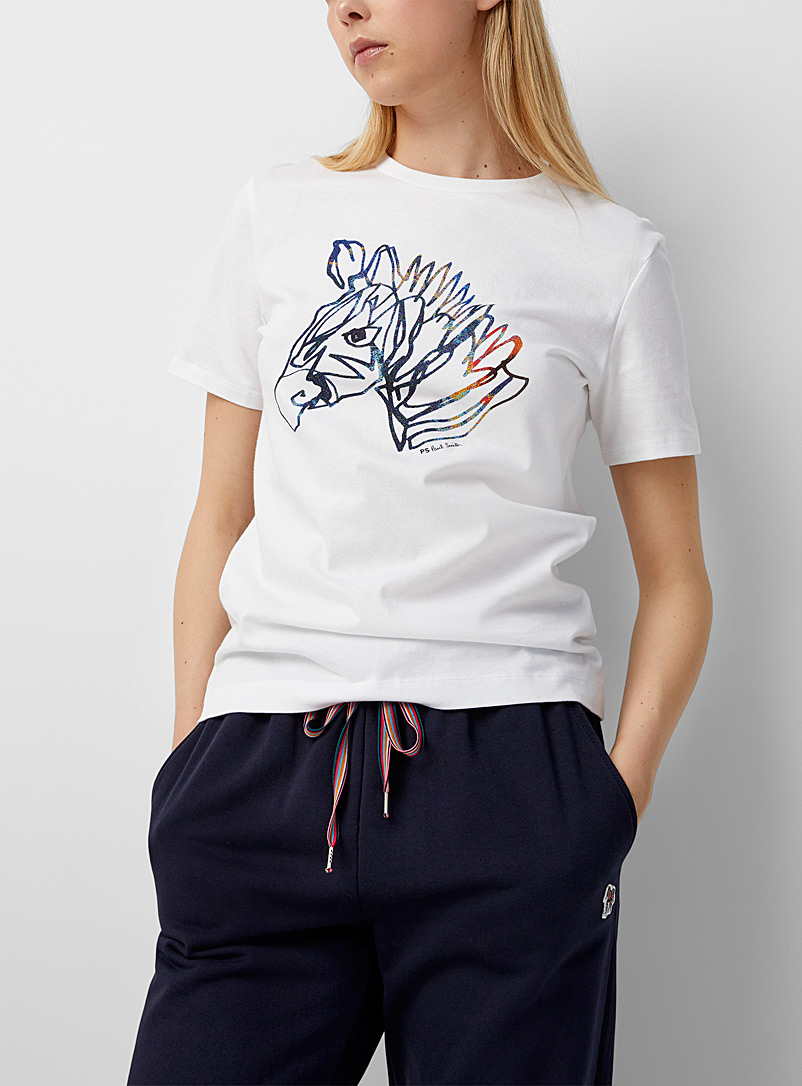 PS Paul Smith White Artistic zebra T-shirt for women