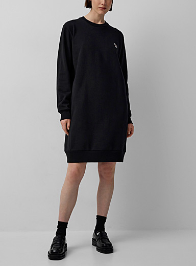 PS Paul Smith Black Organic cotton zebra logo sweatshirt dress for women