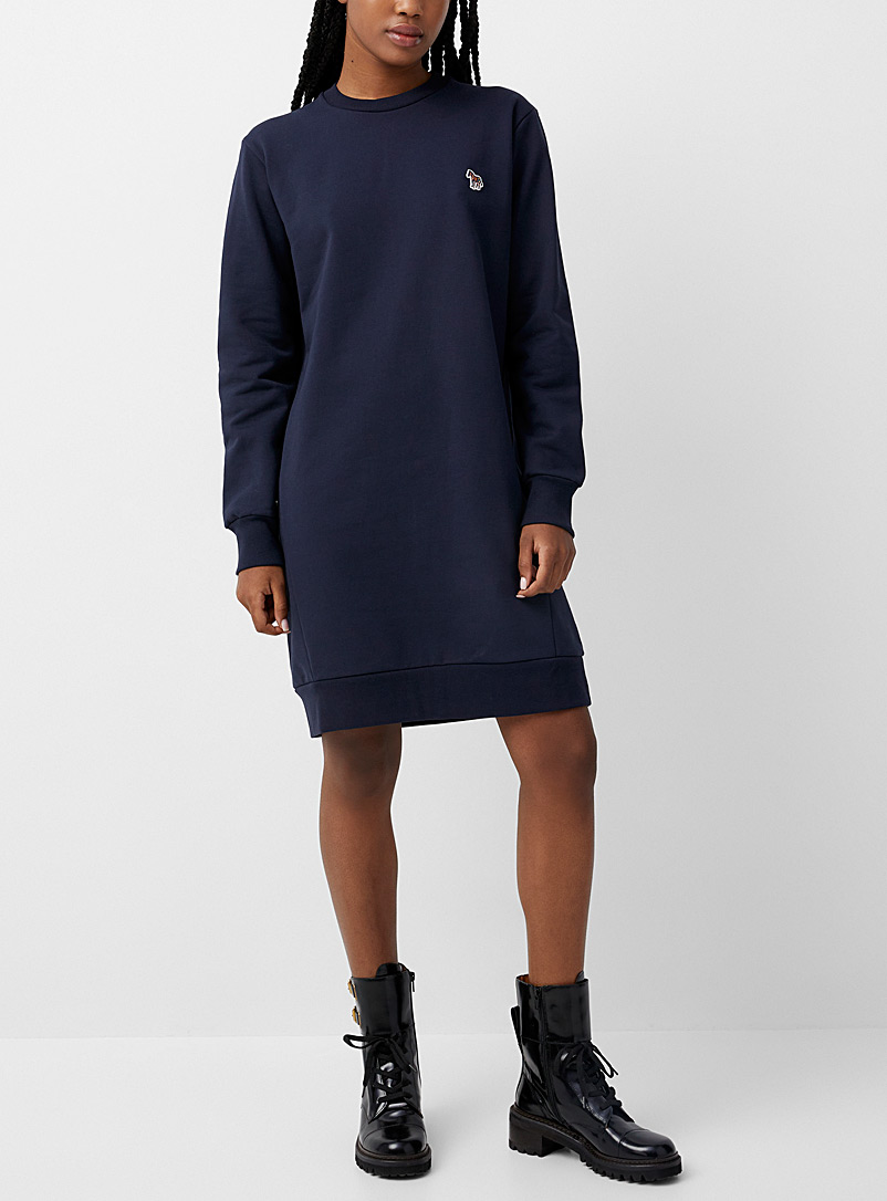 PS Paul Smith: La robe sweat logo zèbre coton bio Bleu moyen-ardoise pour femme