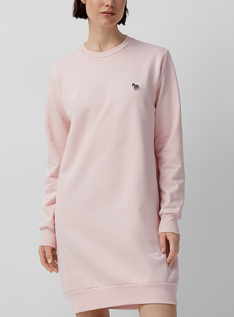 PS Paul Smith Dusky Pink Organic cotton zebra logo sweatshirt dress for women