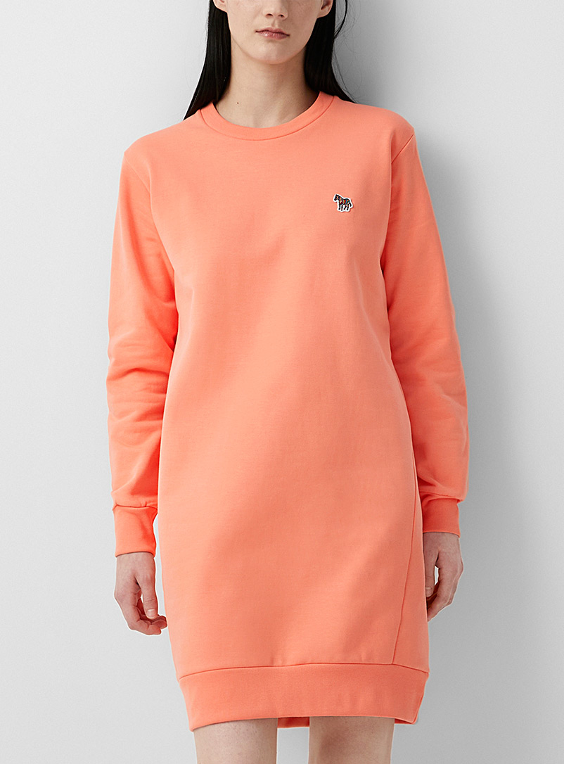 PS Paul Smith Orange Organic cotton zebra logo sweatshirt dress for women