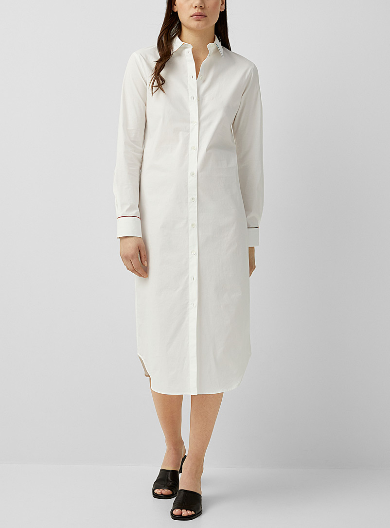 PS Paul Smith: La robe chemise lisérés Swirl Blanc pour femme