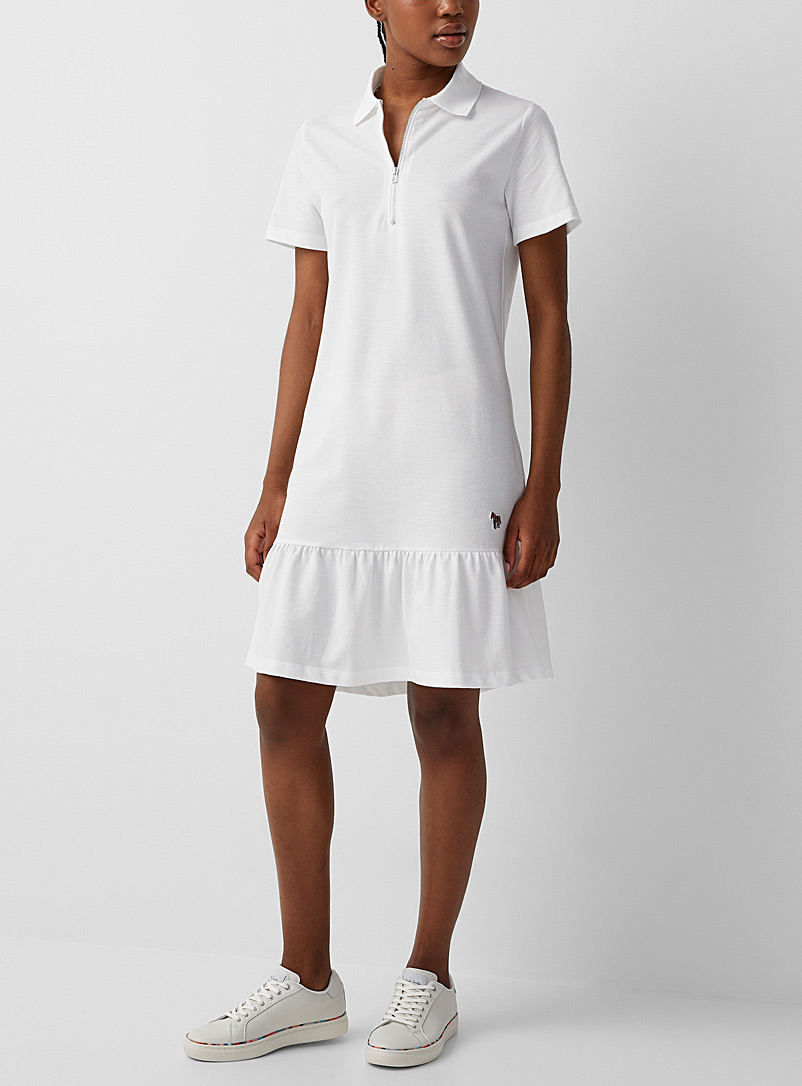 PS Paul Smith: La robe polo écusson zèbre Blanc pour femme