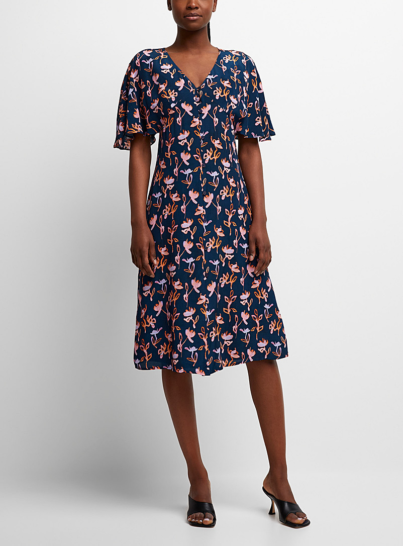 PS Paul Smith Patterned Blue Buttoned floral dress for women