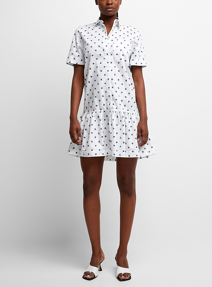 PS Paul Smith Patterned White Blue flowers shirtdress for women