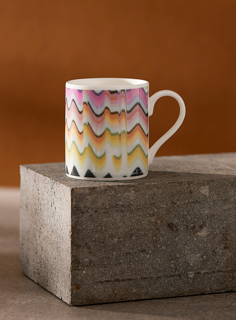 Paul Smith Ivory White Artistic stripe mug for men