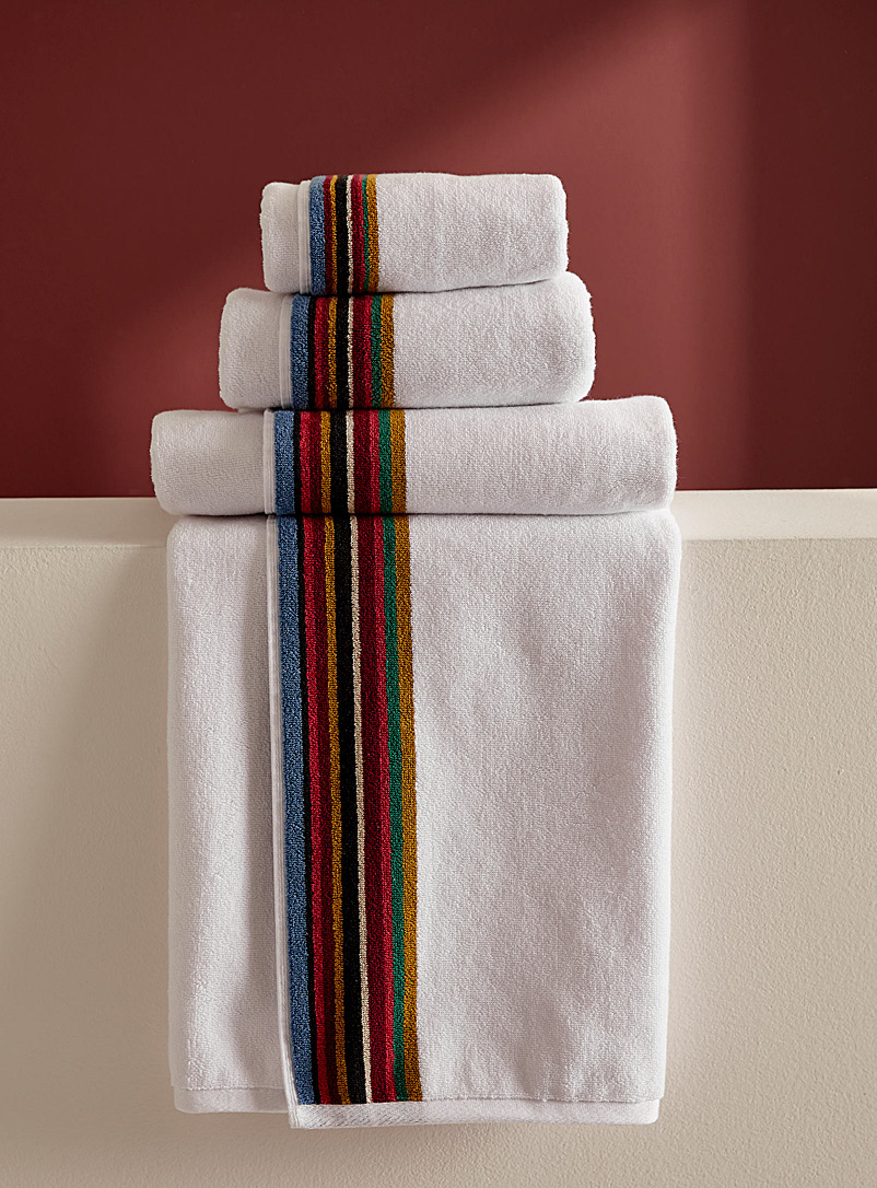 Paul Smith White Signature stripe towels Set of 3 for men