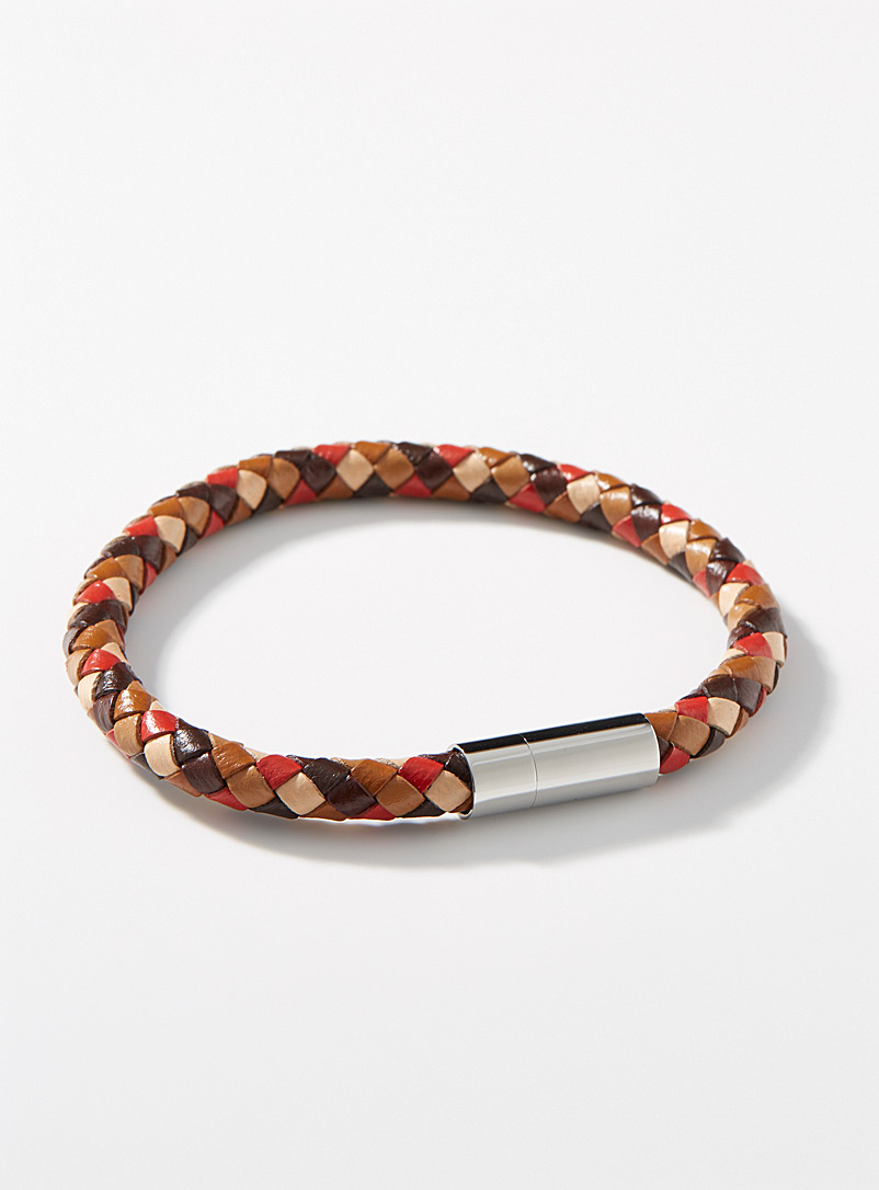 Paul Smith Patterned Red Braided leather bracelet for men