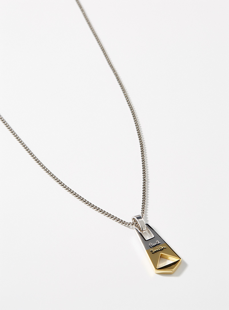Paul Smith: Le collier pendentif zip Jaune or pour homme