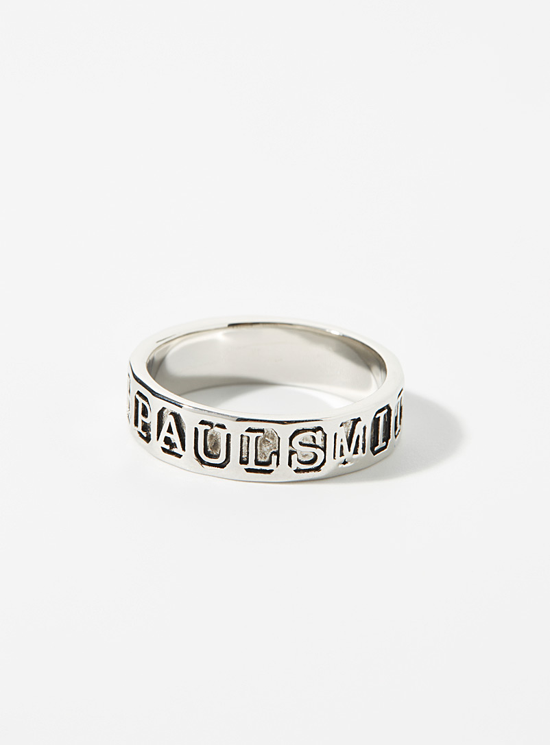 Paul Smith Silver Engraved signature ring for men