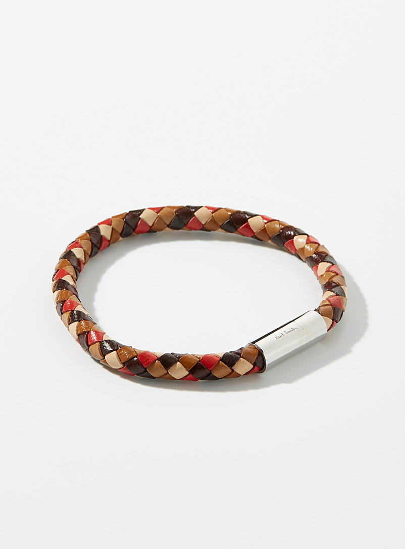Paul Smith Patterned Brown Braided leather bracelet for men