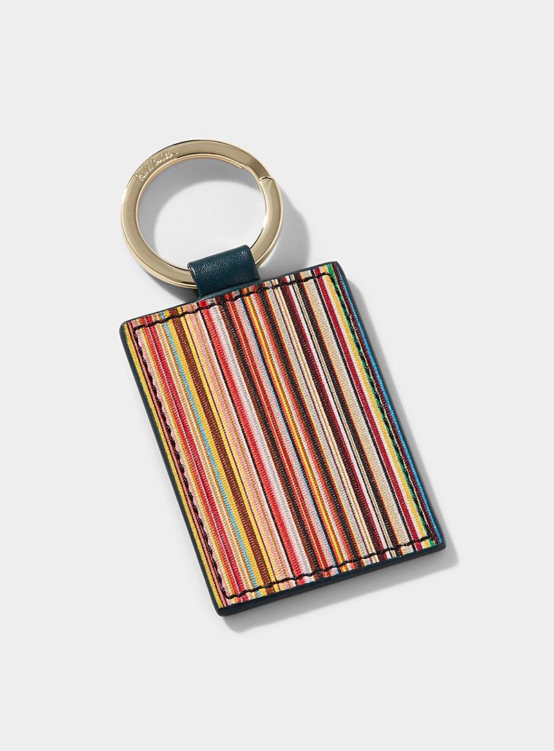 Paul Smith Assorted Colourful stripe leather keychain for men