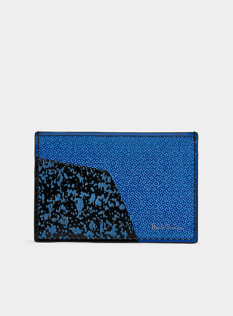 Paul Smith Slate Blue Two-tone leather card holder for men