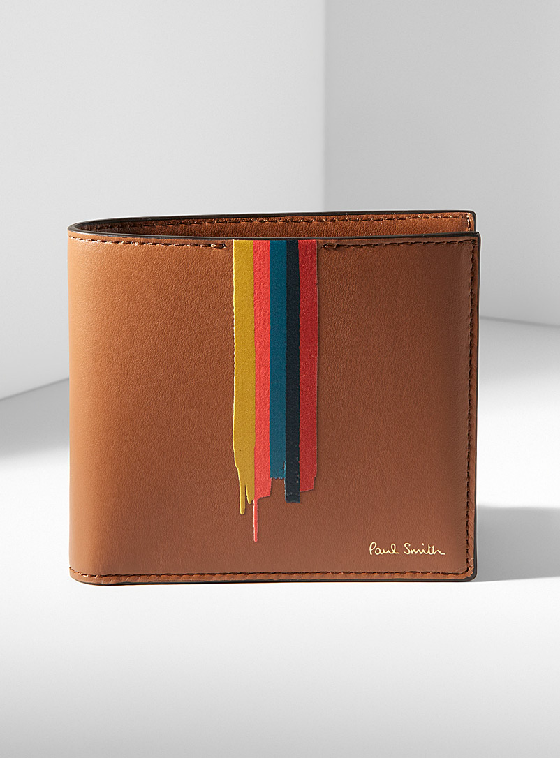 Paul Smith Patterned Brown Artistic stripe sectioned wallet for men