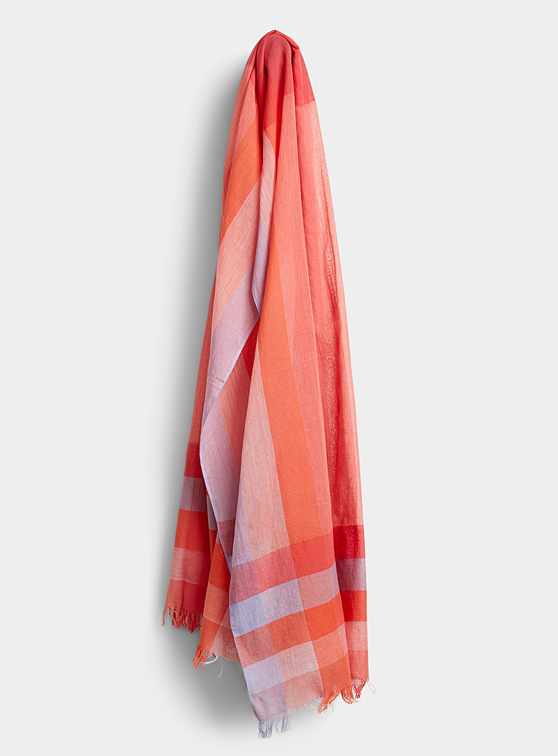 Paul Smith Pink Colourful checkered scarf for women