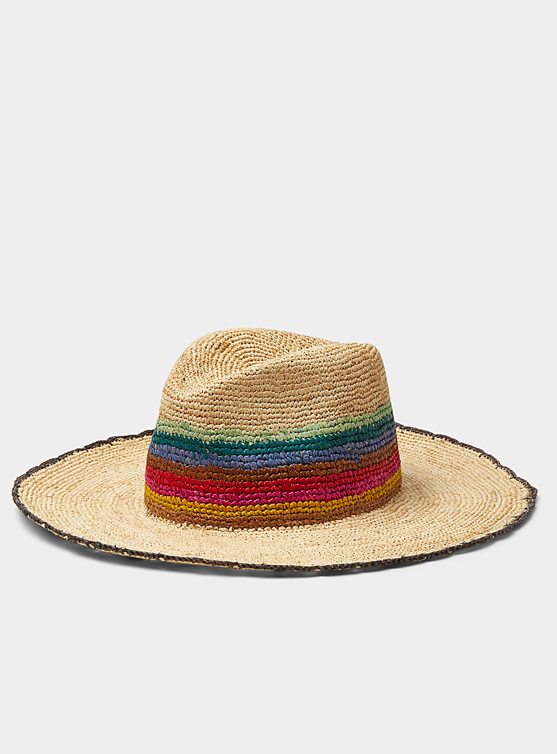Paul Smith Brown Multicoloured raffia hat for women