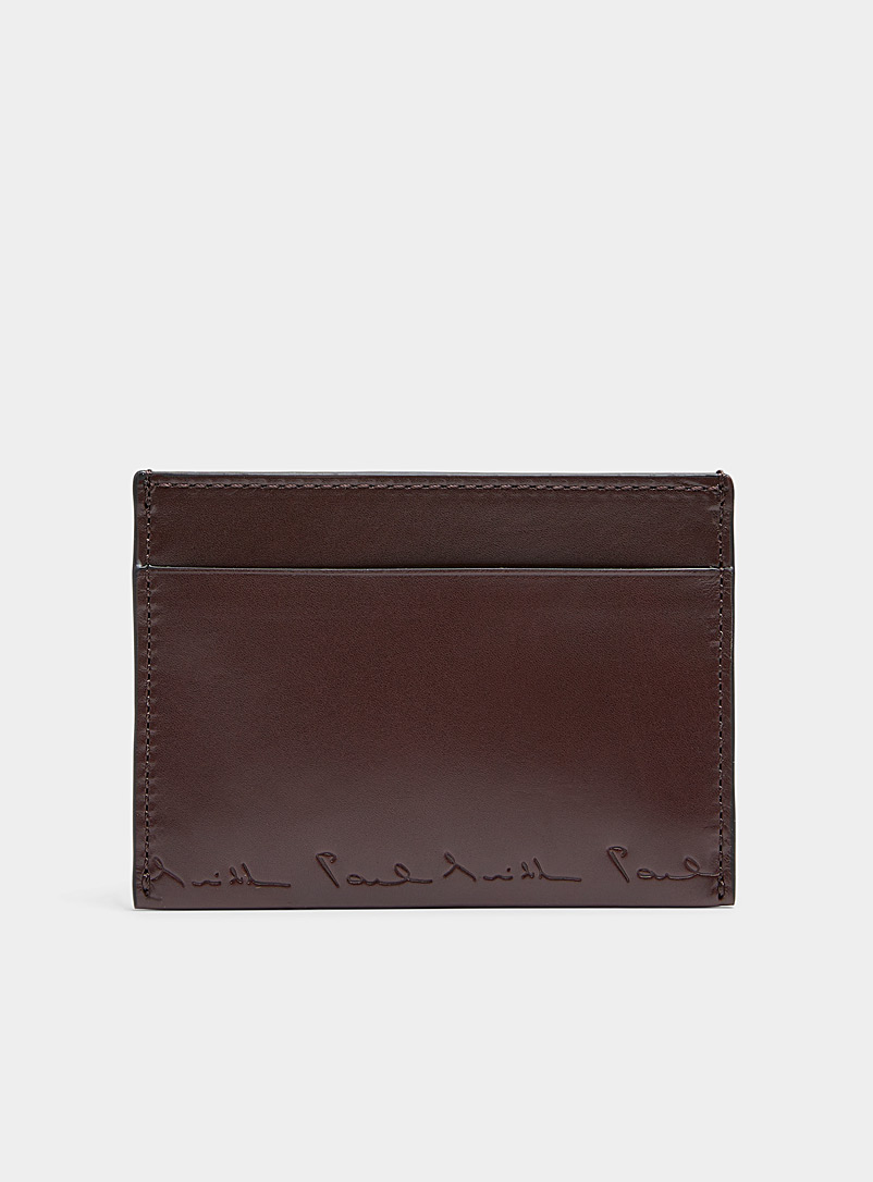 Paul Smith Brown Brown smooth leather card holder for men