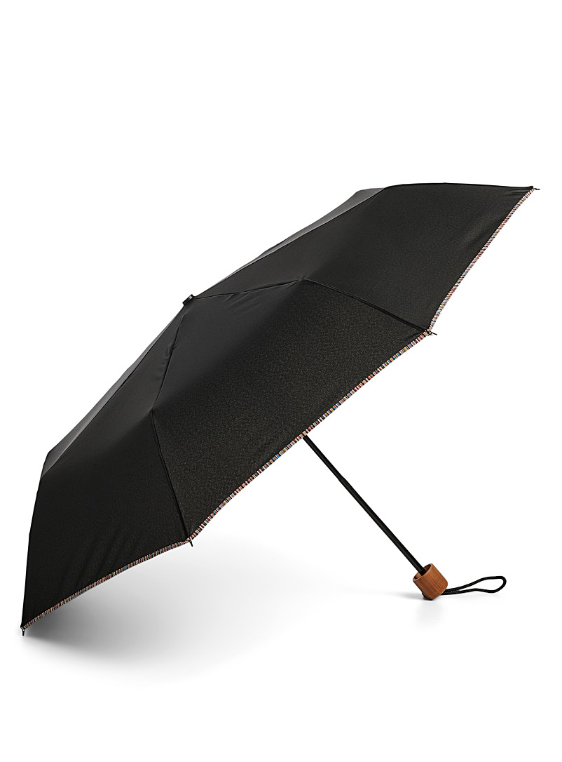Paul Smith Black Signature stripe-trim umbrella for men
