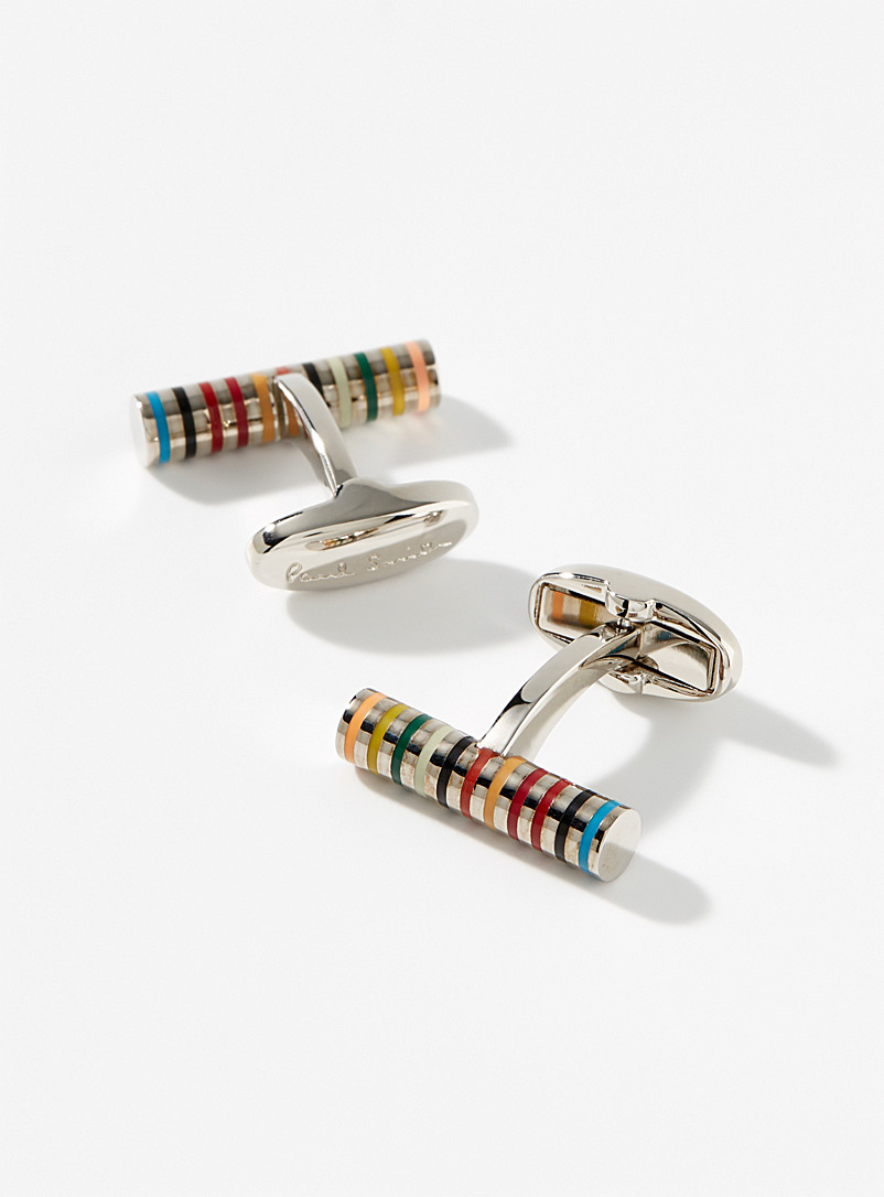 Paul Smith Assorted Colourful stripe cylinder cufflinks for men