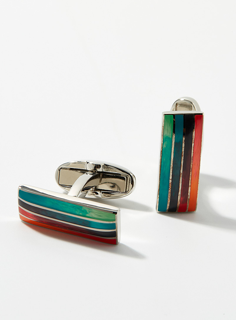 Paul Smith Assorted Colourful stripe cufflinks for men