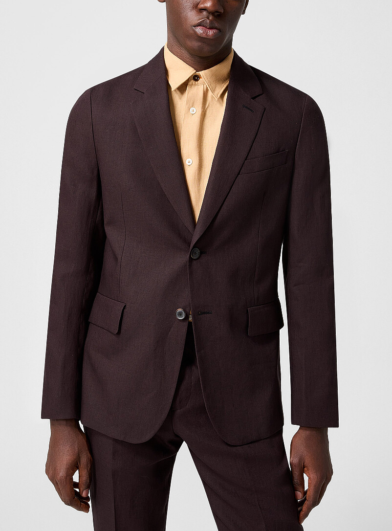 Plum-Coloured Pure Linen Suit Jacket