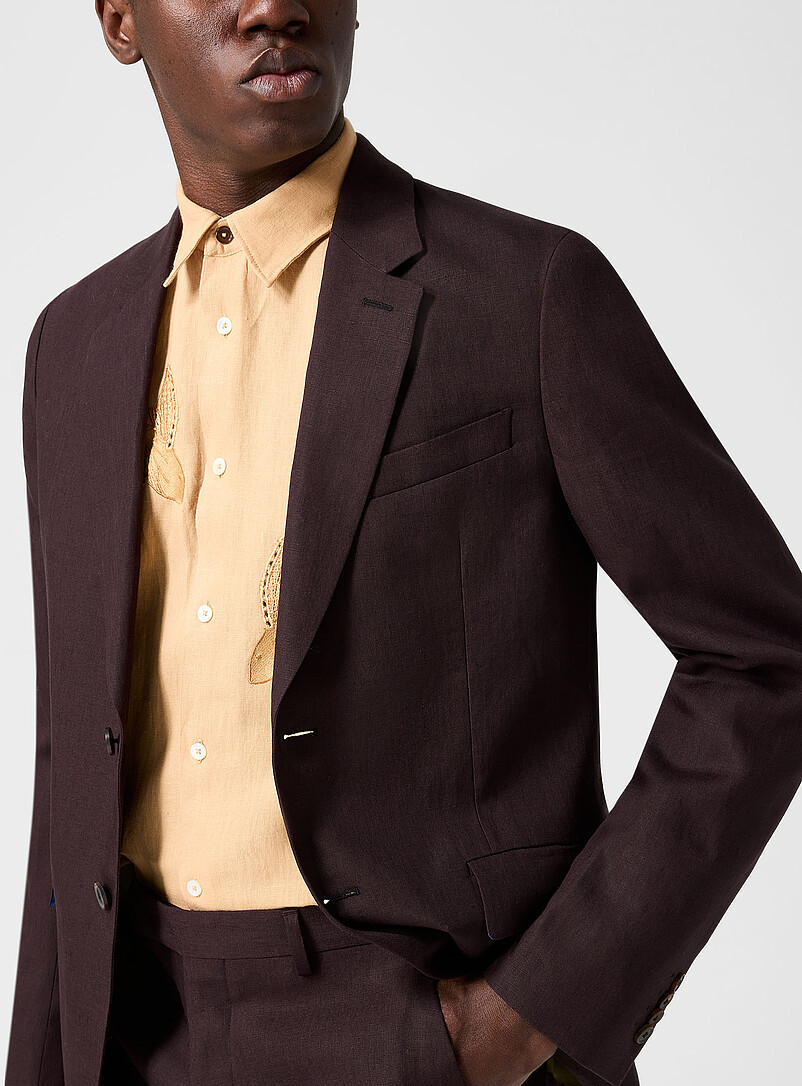 Plum-coloured pure linen suit jacket product image 2