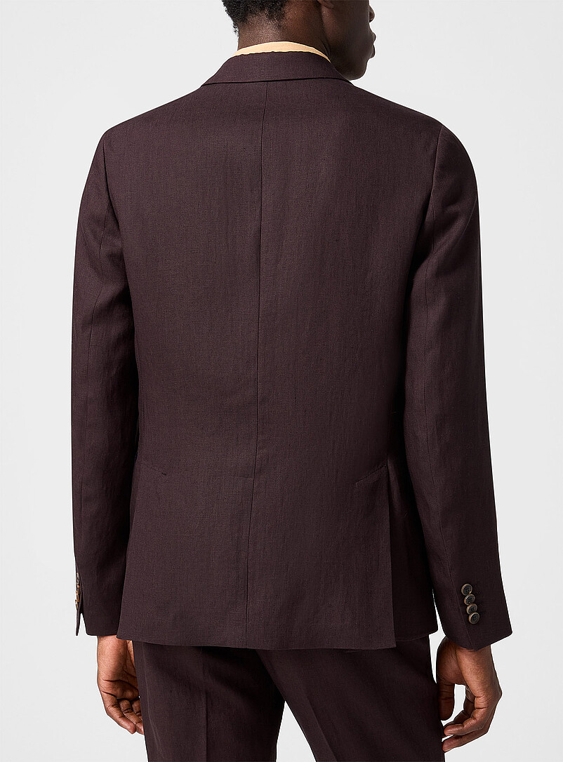 Plum-coloured pure linen suit jacket product image 3