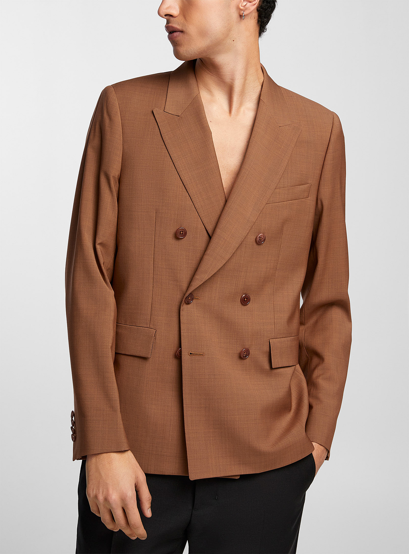 Paul Smith Double-breasted Chambray Jacket In Copper