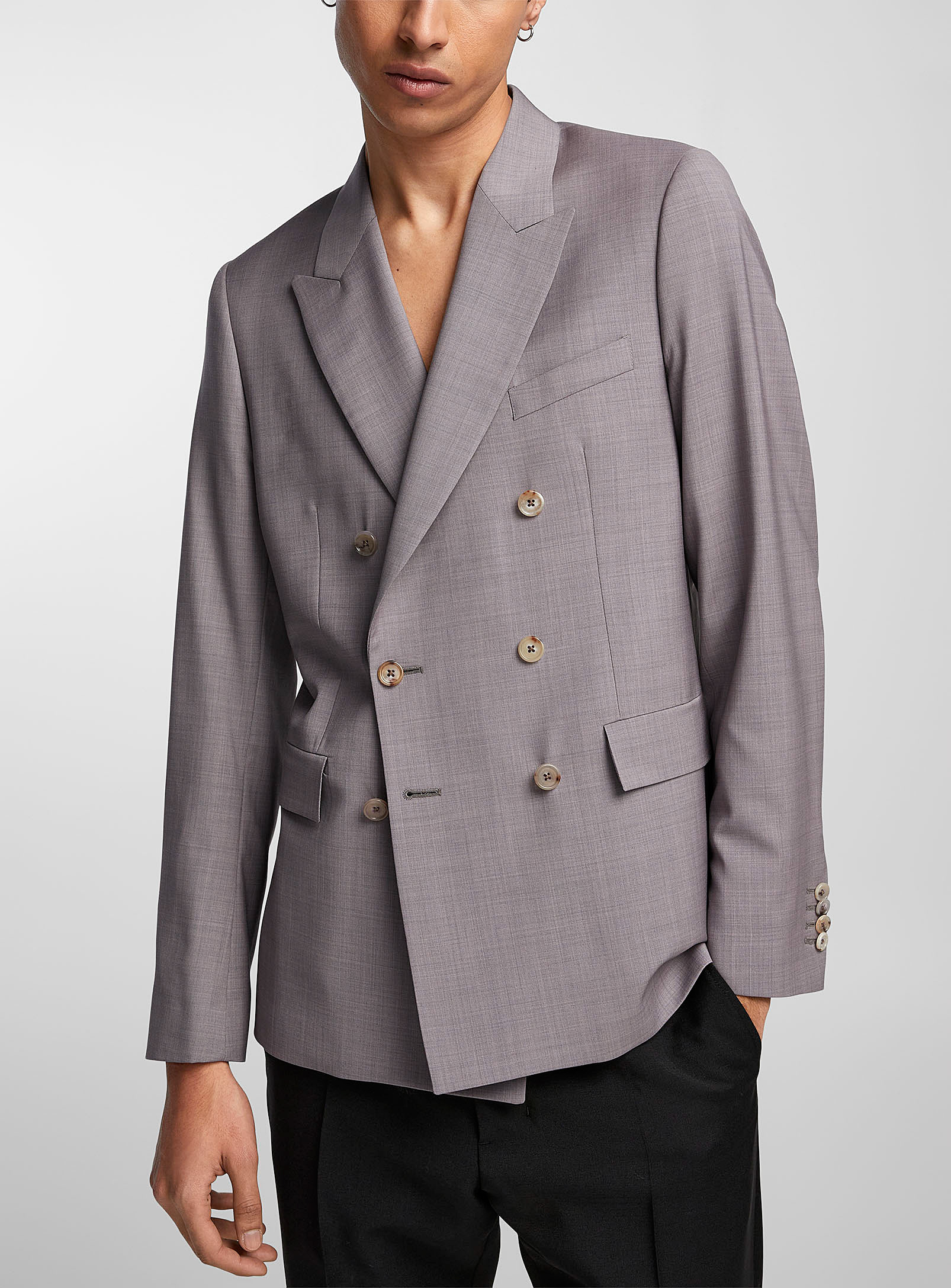 Paul Smith Double-breasted Chambray Jacket In Mauve