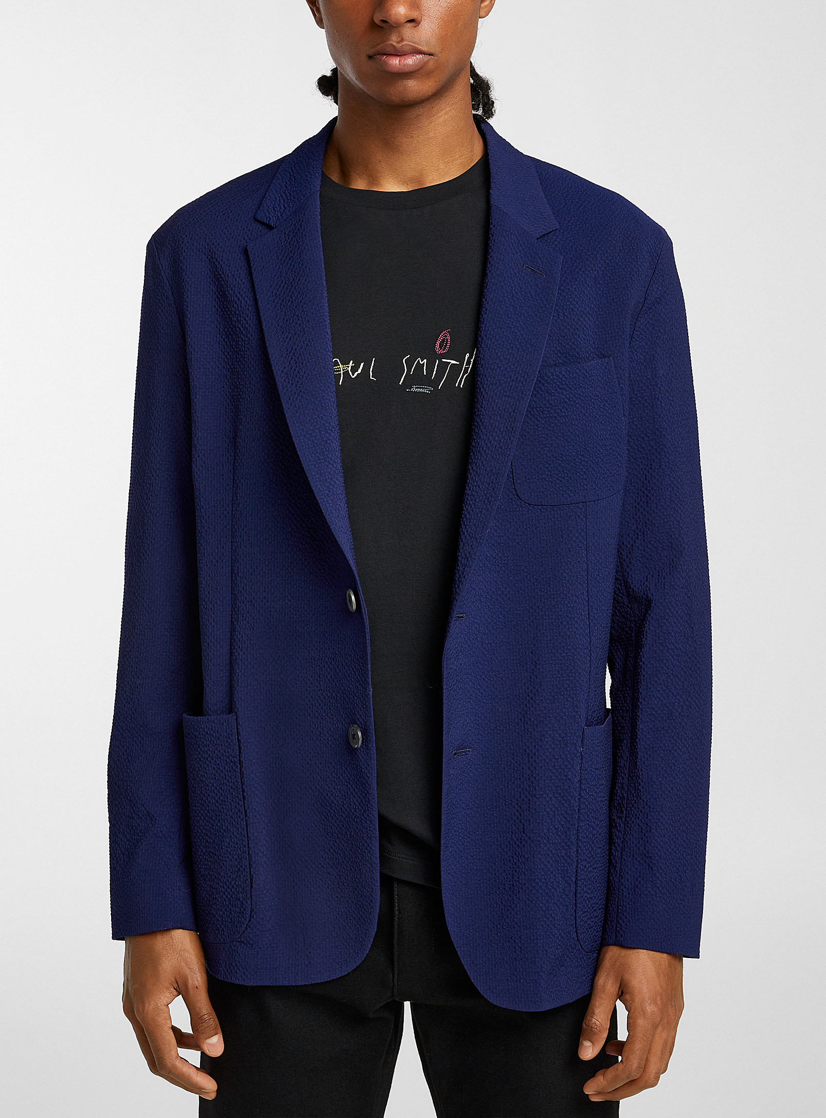 Paul Smith Waffled Texture Jacket In Teal