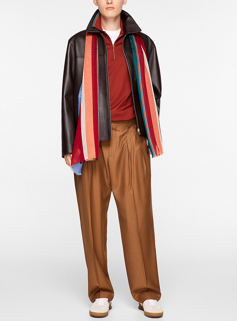 Chocolate brown leather trainer jacket product image 2