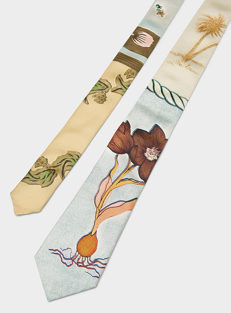 Flowers and palm trees pure silk tie product image 2