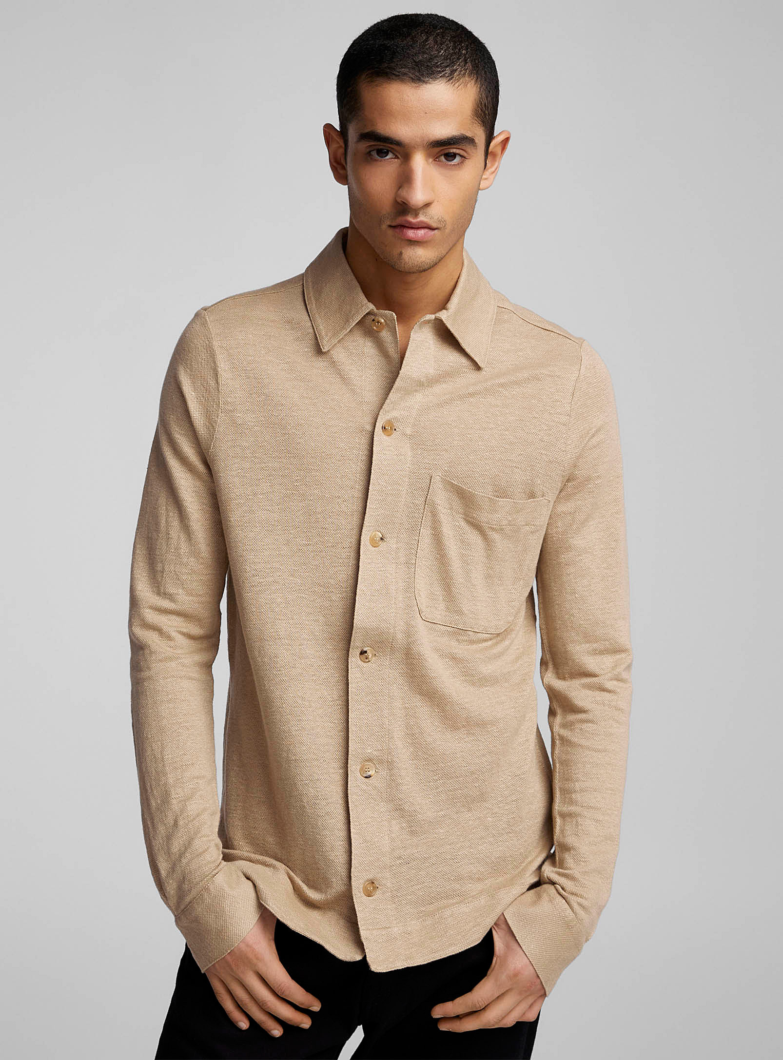 Shop Paul Smith Flowy Pure Linen Shirt In Brown