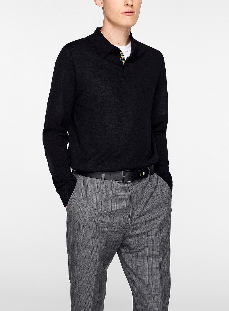 Signature button placket merino polo shirt product image (primary)