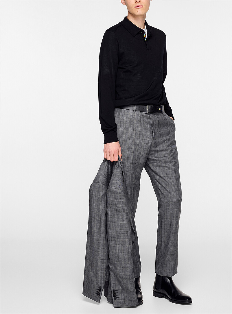 Signature button placket merino polo shirt product image 2
