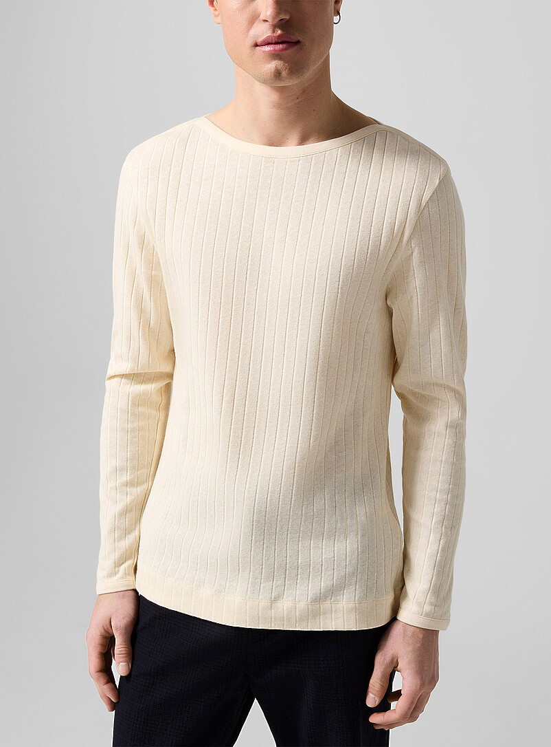 Ribbed Boat Neck Sweater