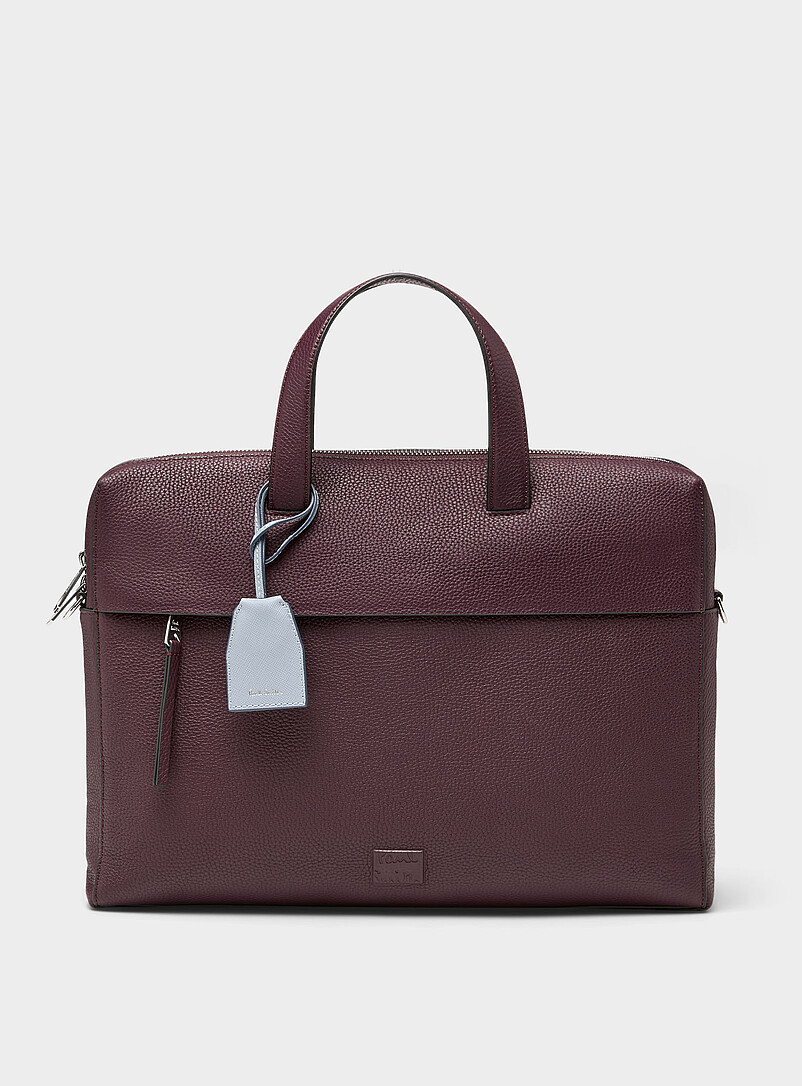Wineberry textured leather briefcase product image (primary)
