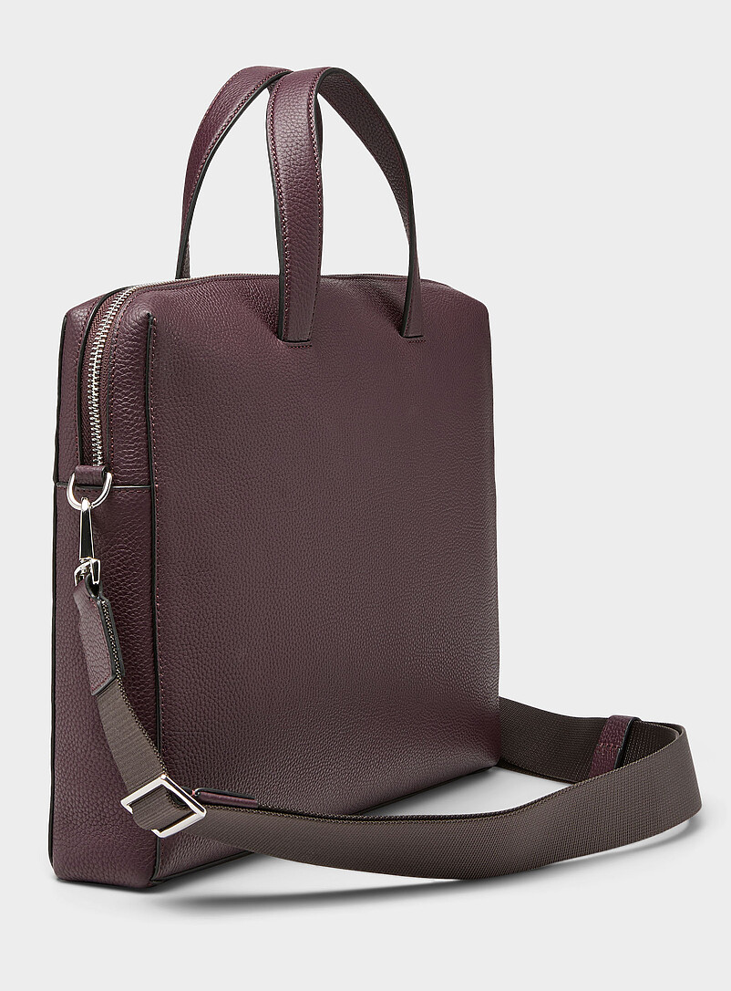 Wineberry textured leather briefcase product image 2