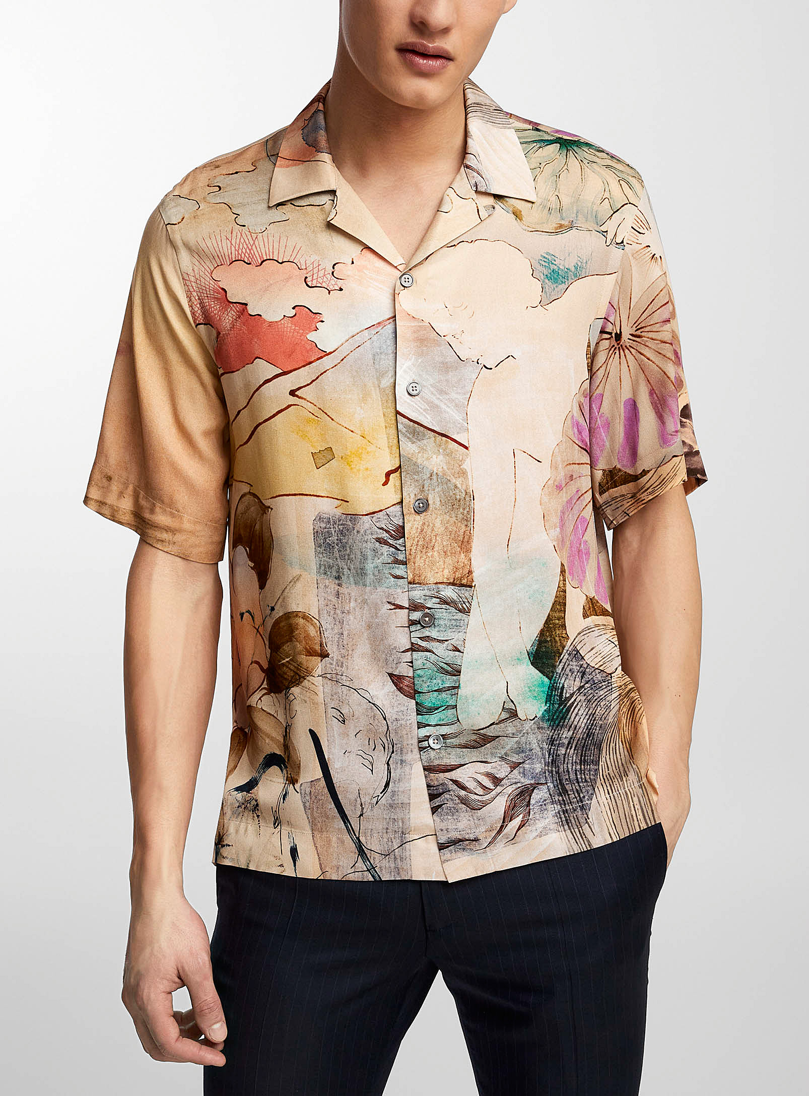 Shop Paul Smith Watercolour Painting Shirt In Cream Beige