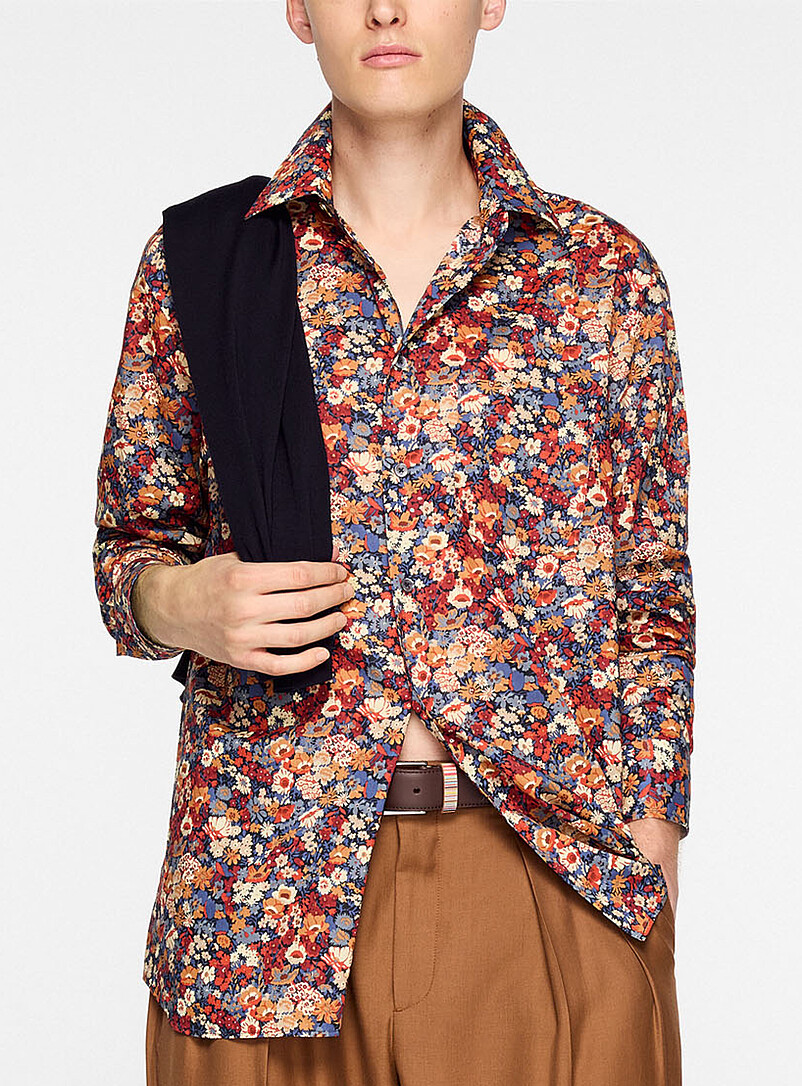 Blue and orange flower field shirt product image 2